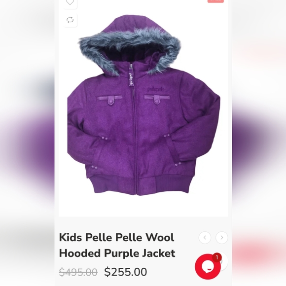 PellePelle Youth Fur Trim Hooded Wool Coat/Jacket in Discontinued Hot Pi… - Picture 2 of 13